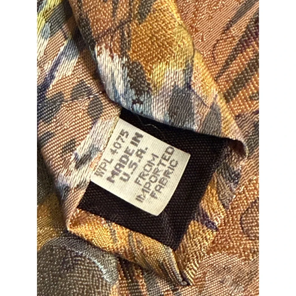 VTG Oscar de la Renta Studio Necktie Gold Abstract Painterly Retro Men Accessory
